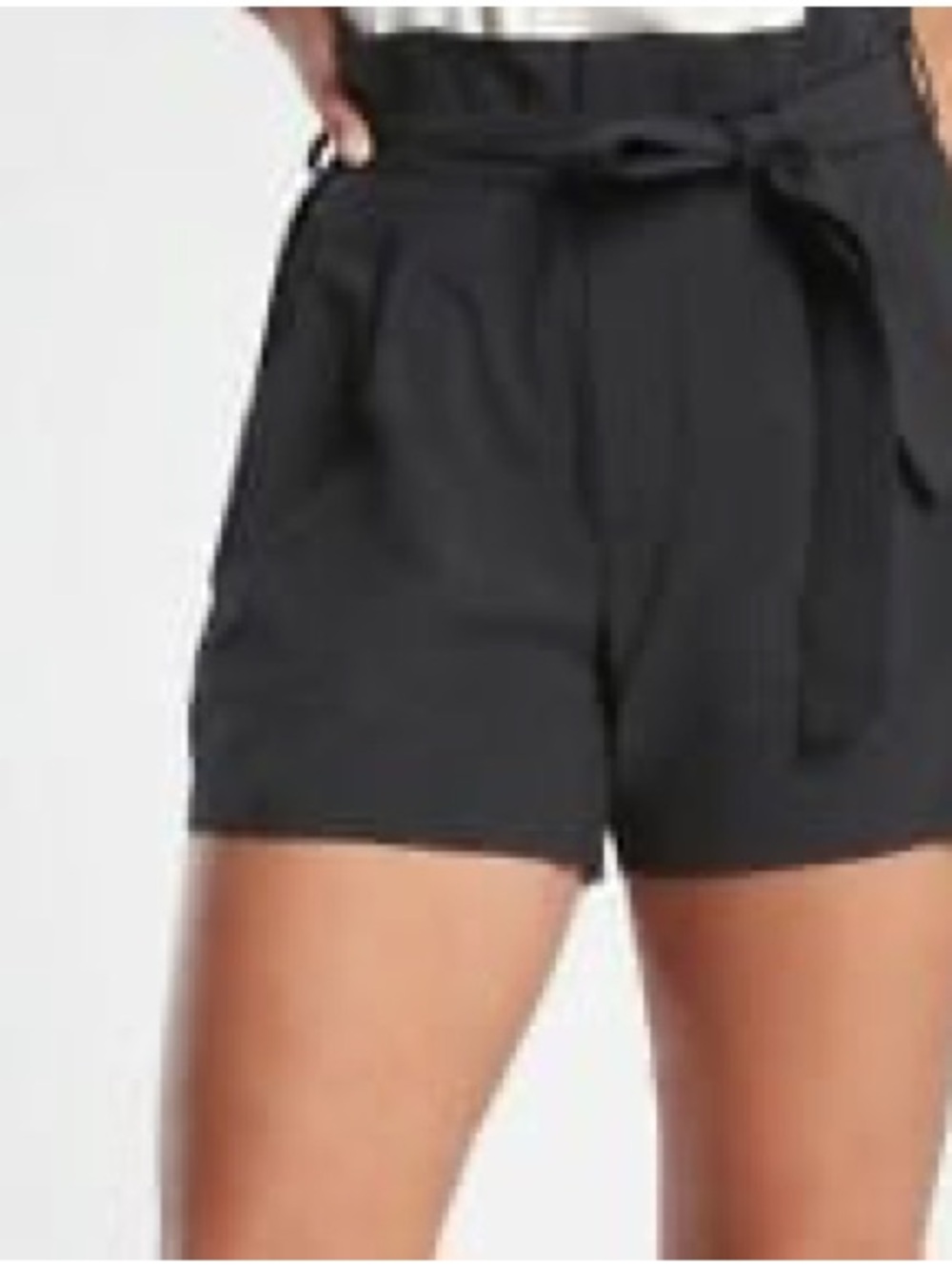 Athleta Black High-Waist Paperbag Tie Shorts